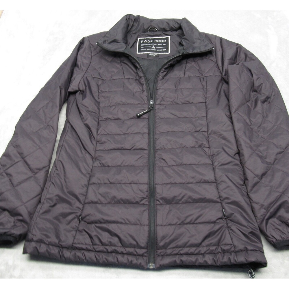 PWDR Room Jacket Women Large Black Insulated Hooded Full Zip Primaloft Puffer
